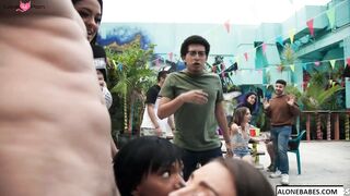Partying Hard At The Block Party - Sexy Amateur Babe Gets Paid For Dancing
