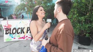 Partying Hard At The Block Party - Sexy Amateur Babe Gets Paid For Dancing