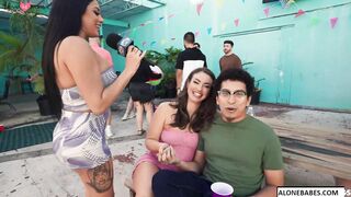 Partying Hard At The Block Party - Sexy Amateur Babe Gets Paid For Dancing