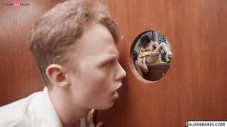 Gloryhole Swallow - Hot Blonde Babe Sucks & Faceslaps Big Dick
