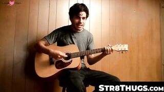 Hunk's Solo Guitar Play & Hot Jack-Off Session Ending With Big Load