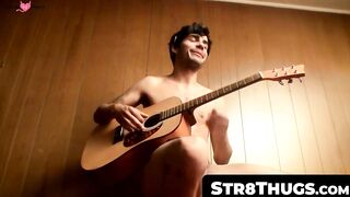 Hunk's Solo Guitar Play & Hot Jack-Off Session Ending With Big Load