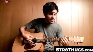 Hunk's Solo Guitar Play & Hot Jack-Off Session Ending With Big Load