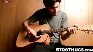 Hunk's Solo Guitar Play & Hot Jack-Off Session Ending With Big Load