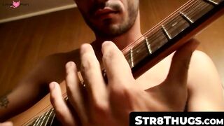 Hunk's Solo Guitar Play & Hot Jack-Off Session Ending With Big Load