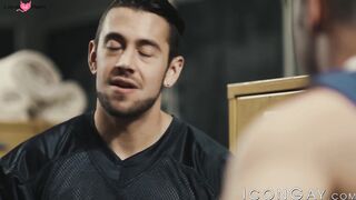 Locker Room Threesome - Hot Muscle Guys Fuck Hardcore