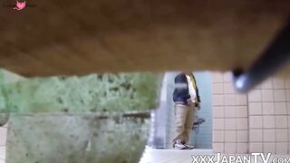 Public Peeping Tom Catches Asian Babe Peeing In Toilet