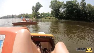 HUNT4K. Hunter meets perfectly looking lassie at lake and buys