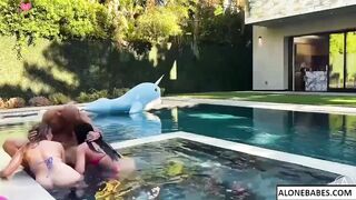 3some FFM Throat-Fucking Pool Party Orgy with Lena Paul & Angela White