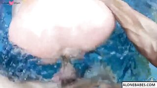 3some FFM Throat-Fucking Pool Party Orgy with Lena Paul & Angela White