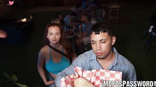 Public Flashing & Blowjob - Big Boobed Beauties Stroking Huge Dick
