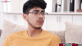 Step-Mother's Petite Brunette Gets Fucked By Her StepSon And His Hot Friend