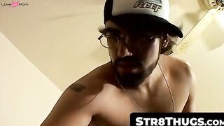 Hairy Thug Strokes Big Dick & Shooting Huge Load