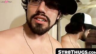 Hairy Thug Strokes Big Dick & Shooting Huge Load