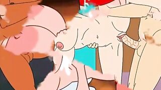 Four-Way Orgasm Fest Featuring Popular Cartoon Characters
