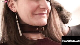 Dominatrix Leashes Pet-Submissive in Kinky BDSM Play