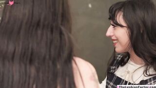Petite Latino Girl's Panties Get Wet From Lesbo BFF Kissing & Finger-Fuck