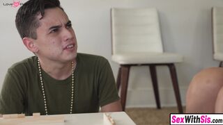 Teen Step-Sisters Share Their Stepbro's Hard Dick in Threesome