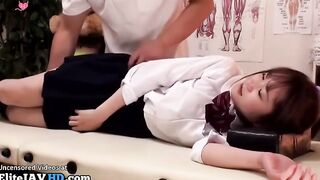 Japanese splendid 18yo babe massage in super sexy uniform