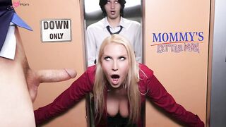 Double-Teamed Elevator Threesome - MILFs Stuck In The Shower With A Stranger