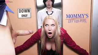 Double-Teamed Elevator Threesome - MILFs Stuck In The Shower With A Stranger