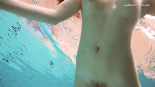 Swimming pool Hot Vesta gets naked nude