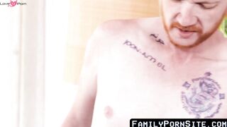 Redheaded Step-Daughter Barebacks Dad's Friend And Gets A Creamped Load