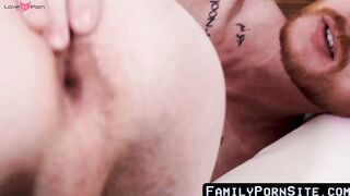 Redheaded Step-Daughter Barebacks Dad's Friend And Gets A Creamped Load