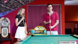 Step-Mother's Daughter Rebecca Volpettti Plays Pool With Mommy And Wins