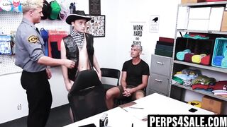 Twinks Bareback Threesome - Officer's Step-Son Gets Fucked By Dad And Cop