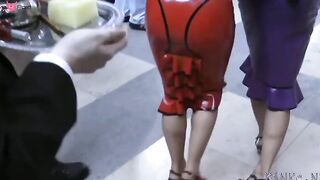 Dominatrix Maiden Wrapping Up Her Slave in Bondage Fantasy