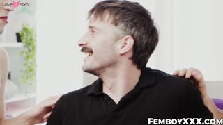 Three's A Charm! - Threesome With Transgender Girl Fucks Her Boyfriend And His Friend