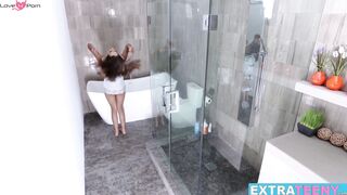 PetiteEsperanzadelHorno" - Step-Sister Surprises Stepsibling Jerking Off In Shower & Gets A Facial Load Of Hot Sperm On Her Face!