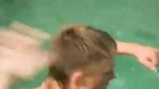 Three Hunks Share Intense Anal Sex at Outdoor Swimming-Pool