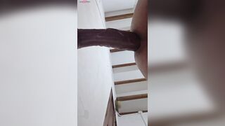 Big Dick Dude Rides Huge Anal Toy to Orgasm