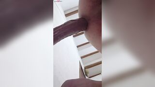Big Dick Dude Rides Huge Anal Toy to Orgasm