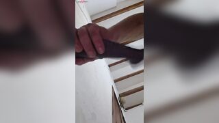 Big Dick Dude Rides Huge Anal Toy to Orgasm