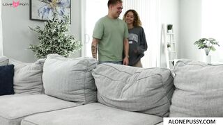 Sneak Attack Babysitting - Teen Babe Surprises Older Man With Blowjob & Riding