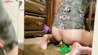 Petite MILF Rides Monster Dildo For Her Husband's Viewing Pleasure