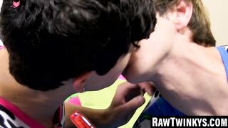 Raw Twinks Bare Back Threesome Party" or "Threeway Frenzy: Three Hot Guys Fuck Hardcore!