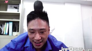 Asian Threesome Frenzy - Two Hunks Scratching And Pounding A Hot Babe's Butt