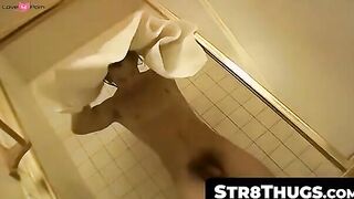 Hairy Straight Guy Strokes & Blasts Huge Load On His Abs