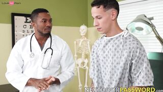 Des Irez gets ripped open by BBC doctor Sean Xavier in the exam room
