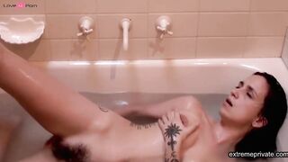 Tattooed Stepsisters Hot Bath Masturbation Session