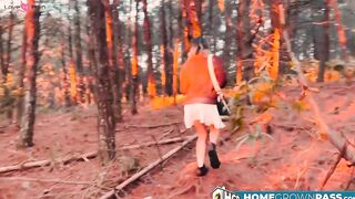 Amateurs Gone Wild! Couple Riding Raw Dick Outdoors In The Woods