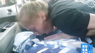 Blonde Teen Sucks Big Black Dick in Public Car Gloryhole
