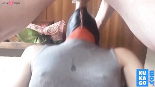 Milf takes big cock down her throat for a mouthful of cum.