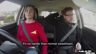 Schoolgirl driver publicly creampied on backseat