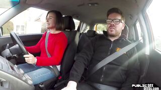 Schoolgirl driver publicly creampied on backseat