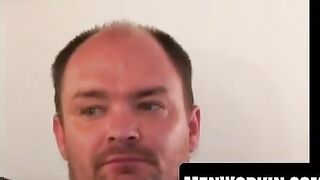 Chubby older man wanks hard and empties his balls